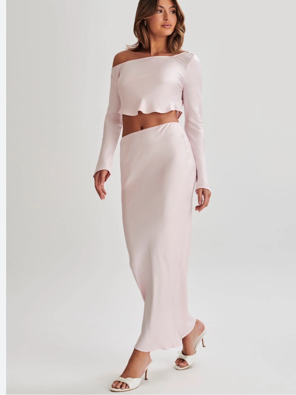 Meshki Violate Satin Maxi Skirt Set Fairy Floss Pink